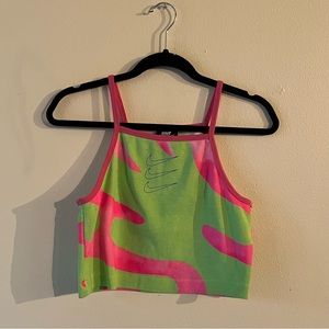 Nike Green and Pink Camo Crop Tank Top